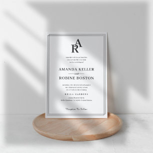 Invitation Initiales simples Élégant minimaliste Mariage