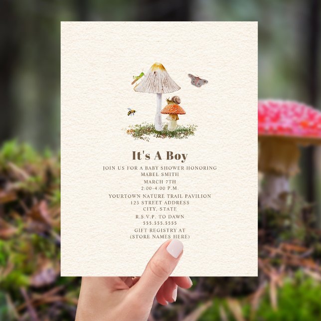 Invitation Insectes Champignons Woodland Nature Baby shower g (Créateur téléchargé)