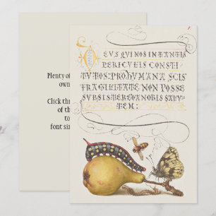 Invitation Insectes de jardin, mouche, chenille, poire, mille