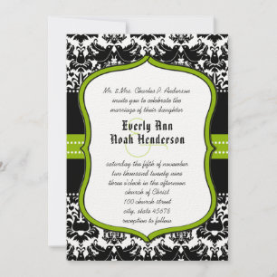 Invitation Inséparable noir Apple vert Mariage damassé Invita