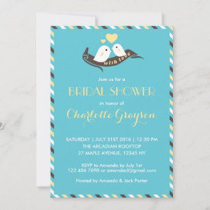 Invitation Inséparable nuptiale bleu Jaune
