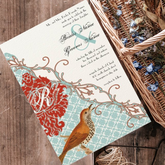 Invitation Inséparable Rouge (plus rouge) Endive Mariage dama (Créateur téléchargé)