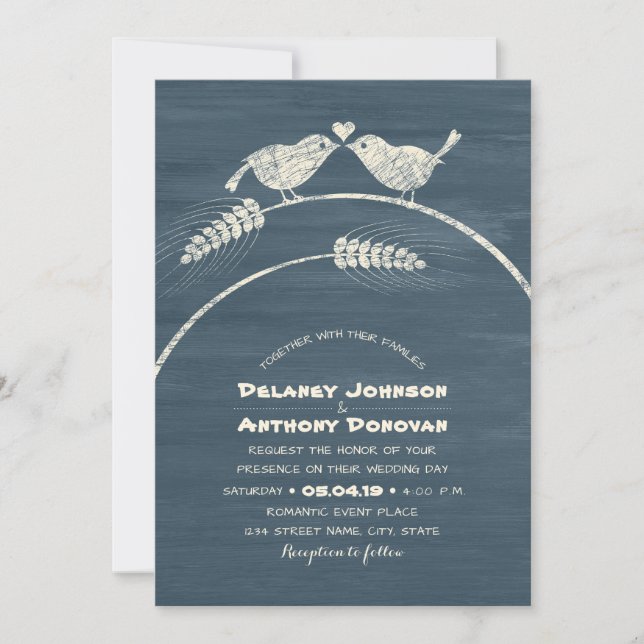 Invitation Inséparable russe moderne Mariage Country Wood (Devant)