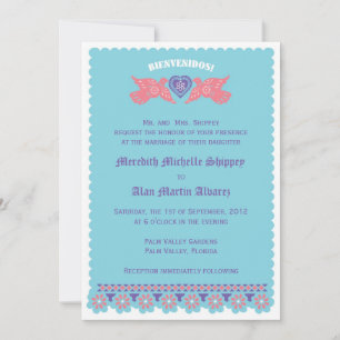 Invitation Inséparable - Turquoise et Coral
