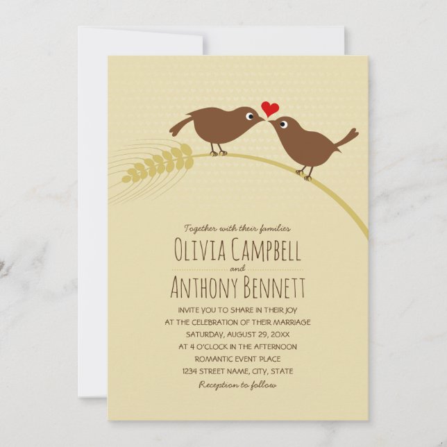 Invitation Inséparable unique Mariage du blé de la Coute Fall (Devant)