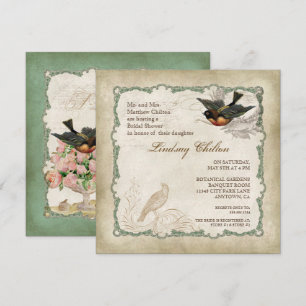 Invitation Inséparable vintage Blush Rose Bouquet Fête des ma