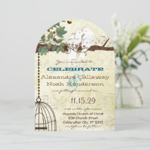 Invitation Inséparables assis dans un mariage d'arbre Inviter