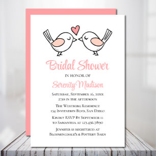Invitation Inséparables Cartoon Lovebirds Fête des mariées ro