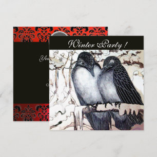 INVITATION INSÉPARABLES D'HIVER BLACK WHITE RED DAMASK MONOGR