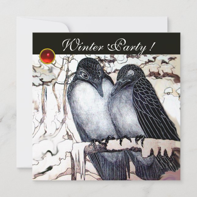 INVITATION INSÉPARABLES D'HIVER BLACK WHITE RED GEM MONOGRAM (Devant)