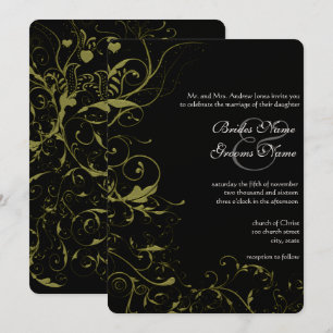 Invitation Inséparables d'or et Mariage de tourbillons