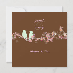 Invitation Inséparables en fleurs roses/beige