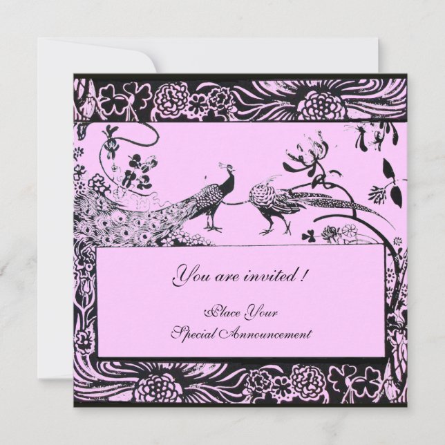 Invitation INSÉPARABLES mariages, noir et blanc, rose (Devant)