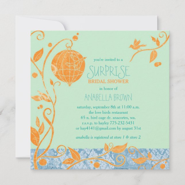 Invitation Inséparables Mint Green Surprise Fête des mariées (Devant)