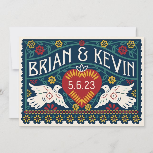 Invitation Inséparables Papel Picado customisé mis à jour Inv (Dos)