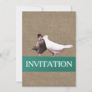 Invitation Inséparables rustiques Turquoise  Burlap Mariage
