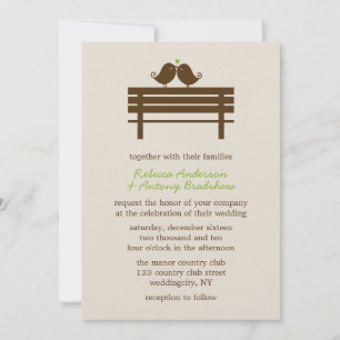 Invitation Inséparables sur le Mariage Park Bench