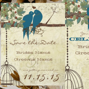 Invitation Inséparables turquoises assis dans un arbre Enregi
