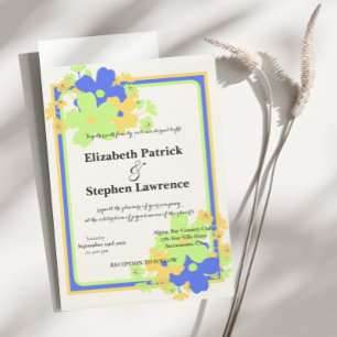 Invitation Inside Out Inspo jaune bleu vert élégant mariage