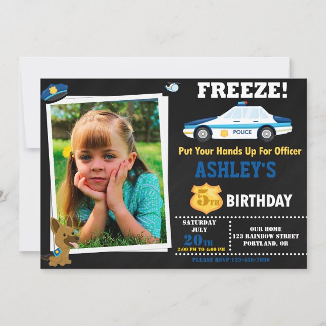 Invitation Insigne d'anniversaire de l'agent de police photo (Devant)