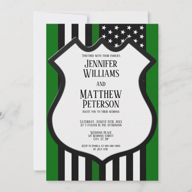 Invitation Insigne de ligne verte mince (Devant)