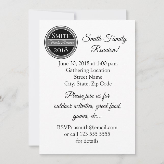 Invitation Insigne noir de la Réunion familiale (Devant)