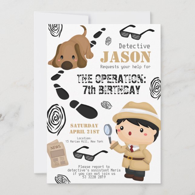 Invitation Inspecteur d'espionnage Agent Secret Boy Invitatio (Devant)