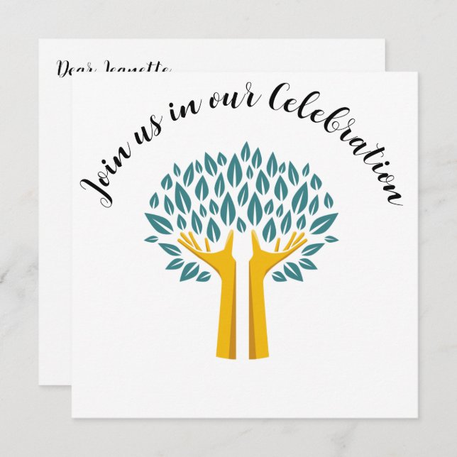 Invitation Inspirational Tree of Life Cancer Survivor Party (Devant / Derrière)
