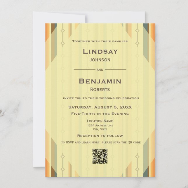 Invitation Inspiré moderne du milieu du siècle avec Mariage d (Devant)