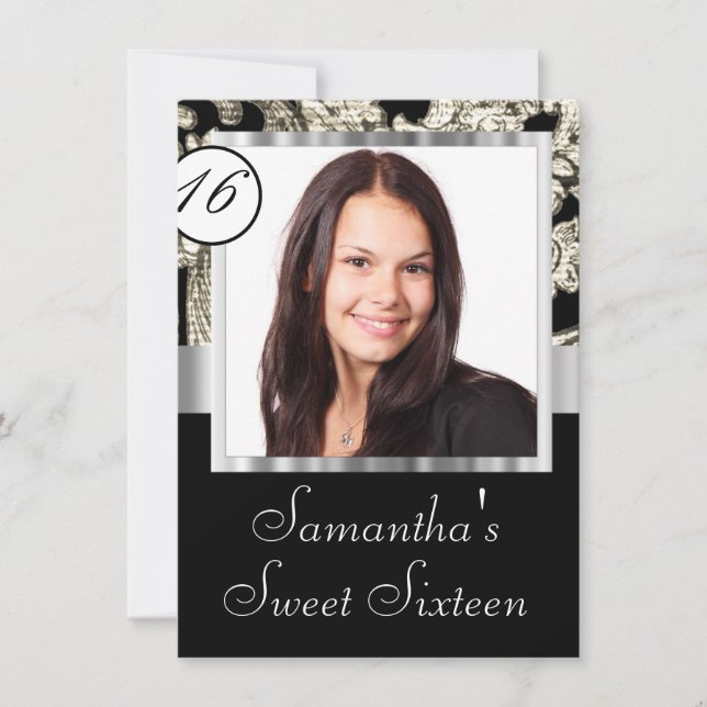 Invitation Instagram et sweet sixteen damassé (Devant)