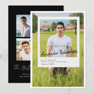 Invitation Instantané autographié   5 Photo Graduation Party