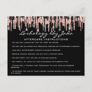 Invitation Instructions de soins postérieurs Lashes Retour Ro