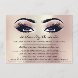 Invitation Instructions de suivi Lashes Rose Blush Maquillage