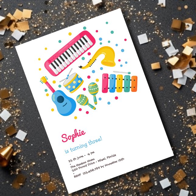 Invitation Instruments de musique anniversaire de enfant (Créateur téléchargé)