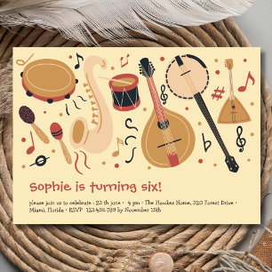 Invitation Instruments de musique anniversaire enfants