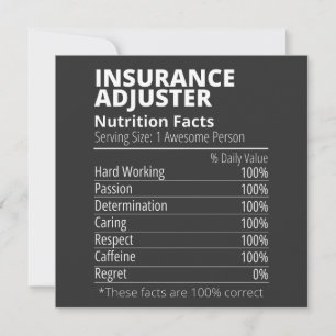 Invitation Insurance Adjuster Nutrition Facts Funny