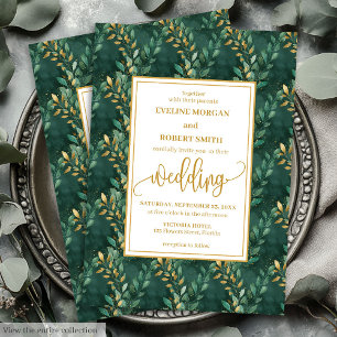 Invitation intemporelle Emerald Green Feuilles de 