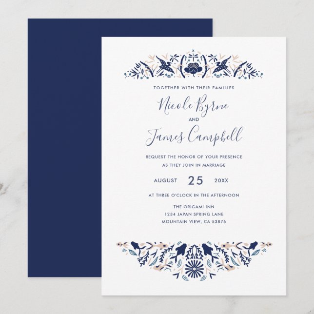 Invitation Internationale > Japonais | Moderne Koi Fish Crest (Devant / Derrière)