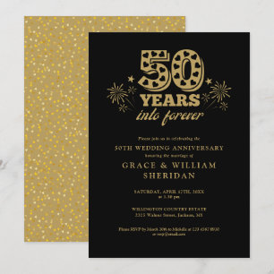 Invitation Into Forever Gold Black 50e anniversaire Mariage