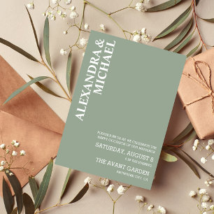 Invitation Inv Mariage minimaliste à base de texte vert de la