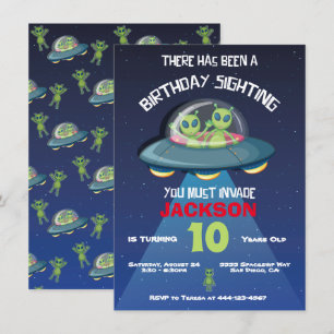 Invitation Invasion Alien spatiale Fête d'anniversaire