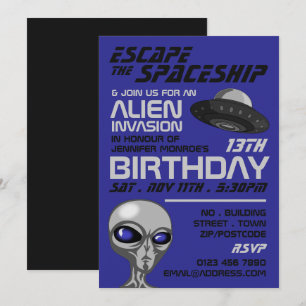 Invitation Invasion Alien Thème, Salle d'évasion, Fête d'anni