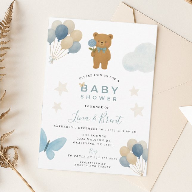Invitation Invitación a Baby Shower de Teddy Bear (Créateur téléchargé)
