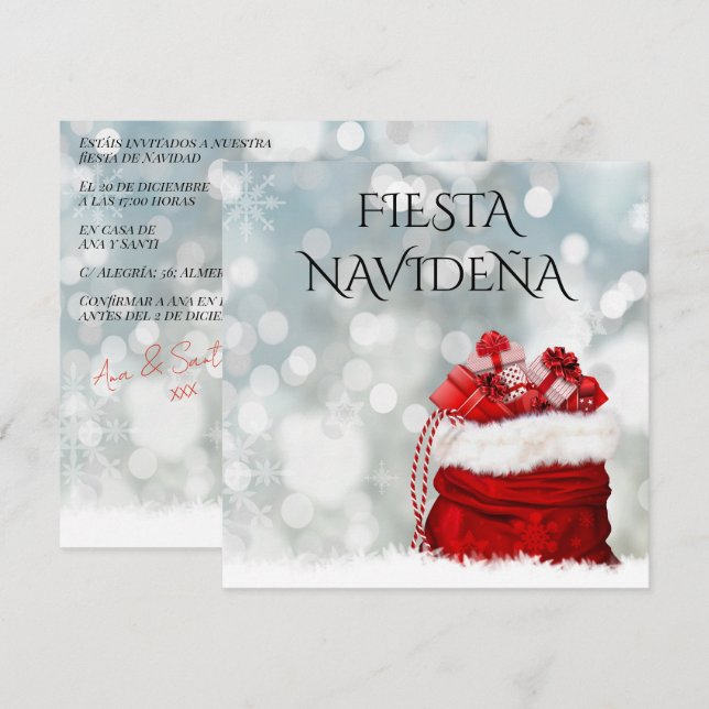 Invitation Invitación A La Fiesta Navideña Festiva (Devant / Derrière)