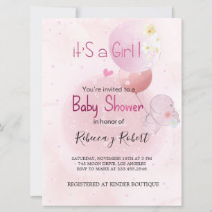 INVITATION INVITACIÓN BABY SHOWER CUTE HIPO. POUR BÉBÉ FILLE