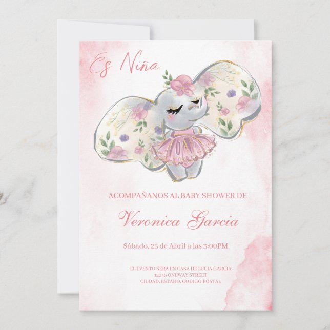 Invitation Invitacion baby shower para niña (Devant)