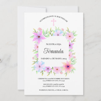 INVITATION INVITACION BAUTIZO FLORAL