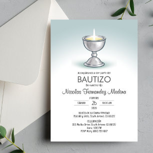 Invitation Invitacion Bautizo Minimaliste Chalice Baptême