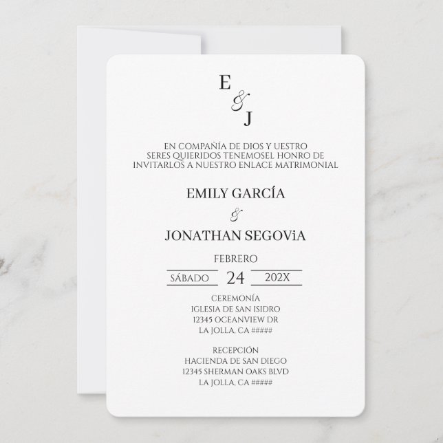 Invitation invitación blanco y negro minimalista (Devant)