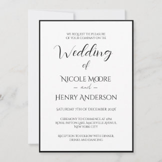 Invitation Invitación Boda Minimalista Blanco Y Negro Foto